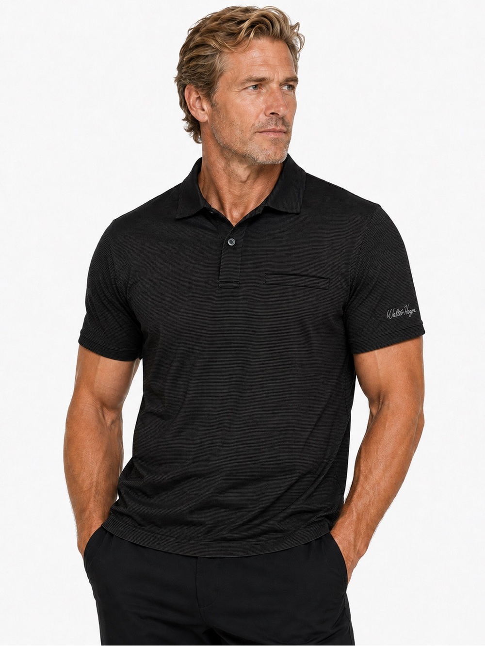 Walter Hagen Black Men's Performance II Golf Polo with Short Sleeves